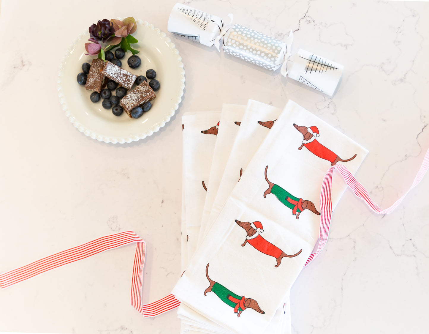 Xmas Dogs Tea Towel