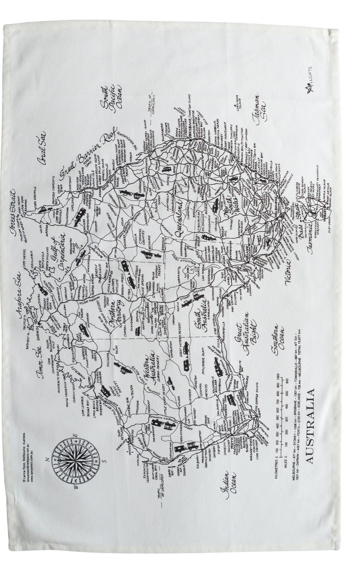 Australian Map Tea Towel