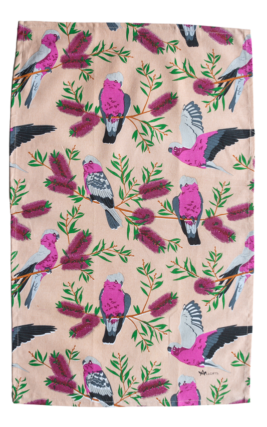 Peach Galah Tea Towel