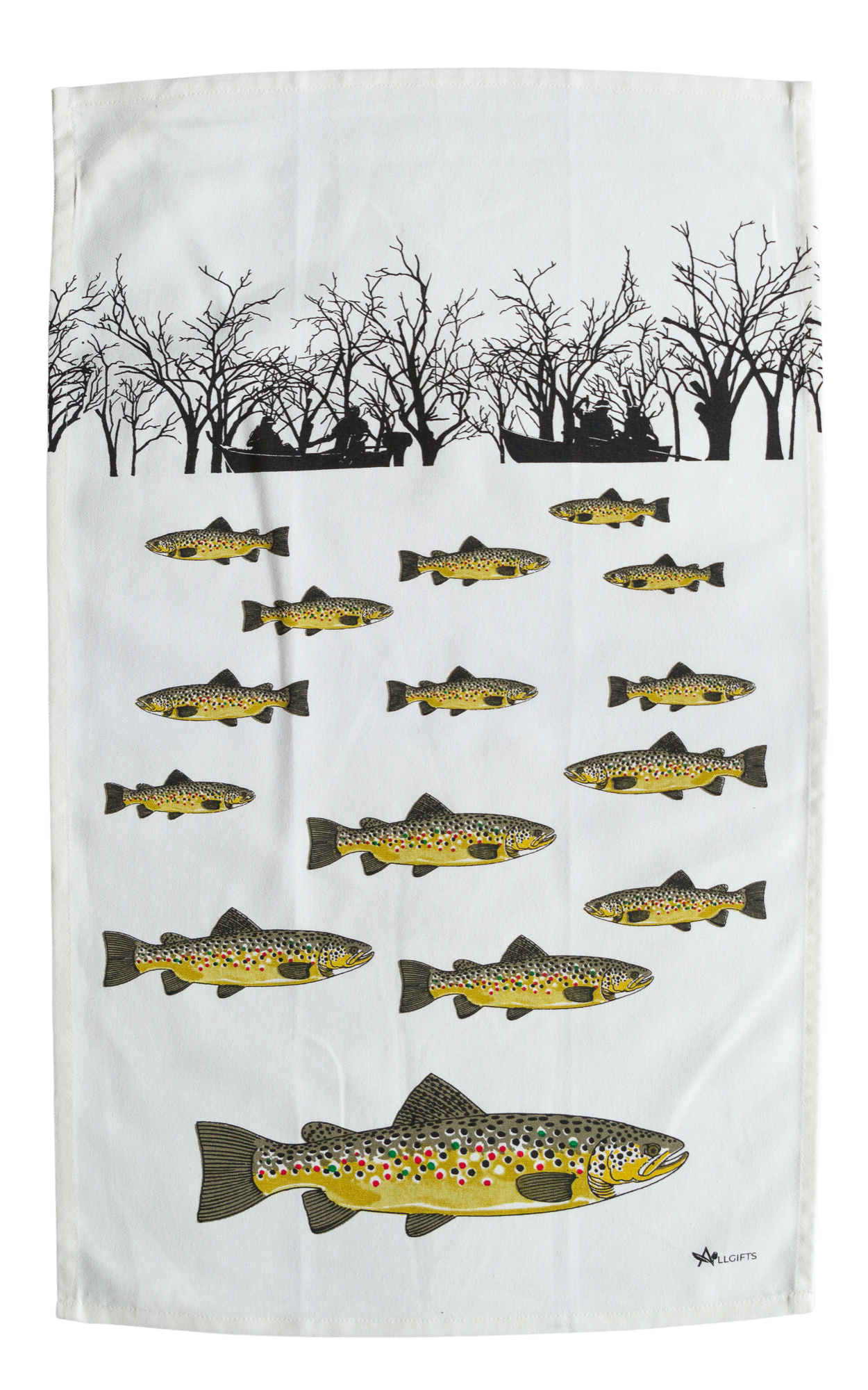 Trout Fishing Tea Towel