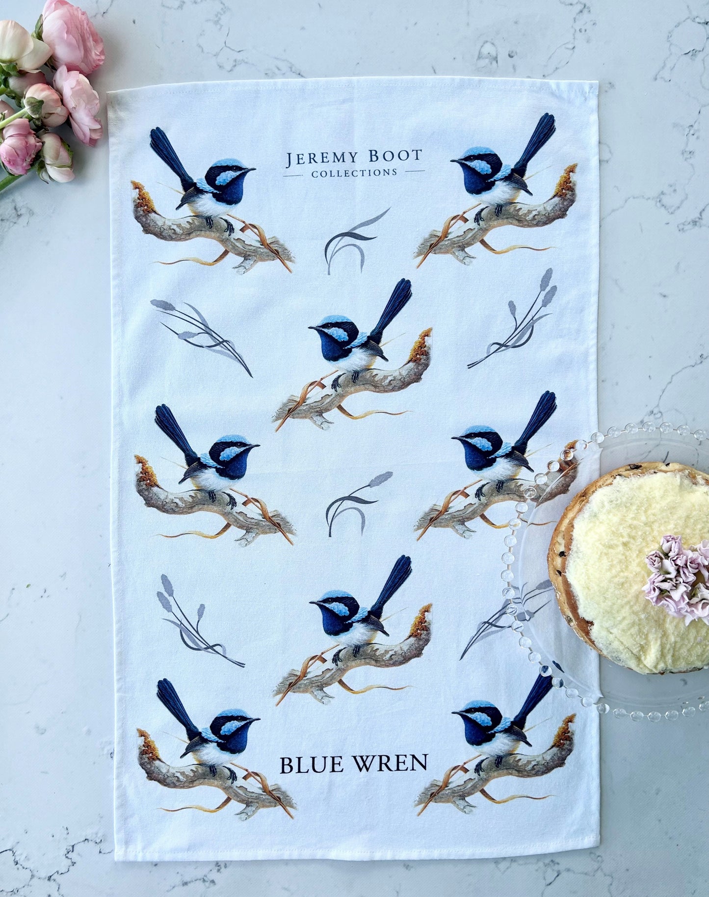 Jeremy Boot Cotton Tea Towel - Blue Wren