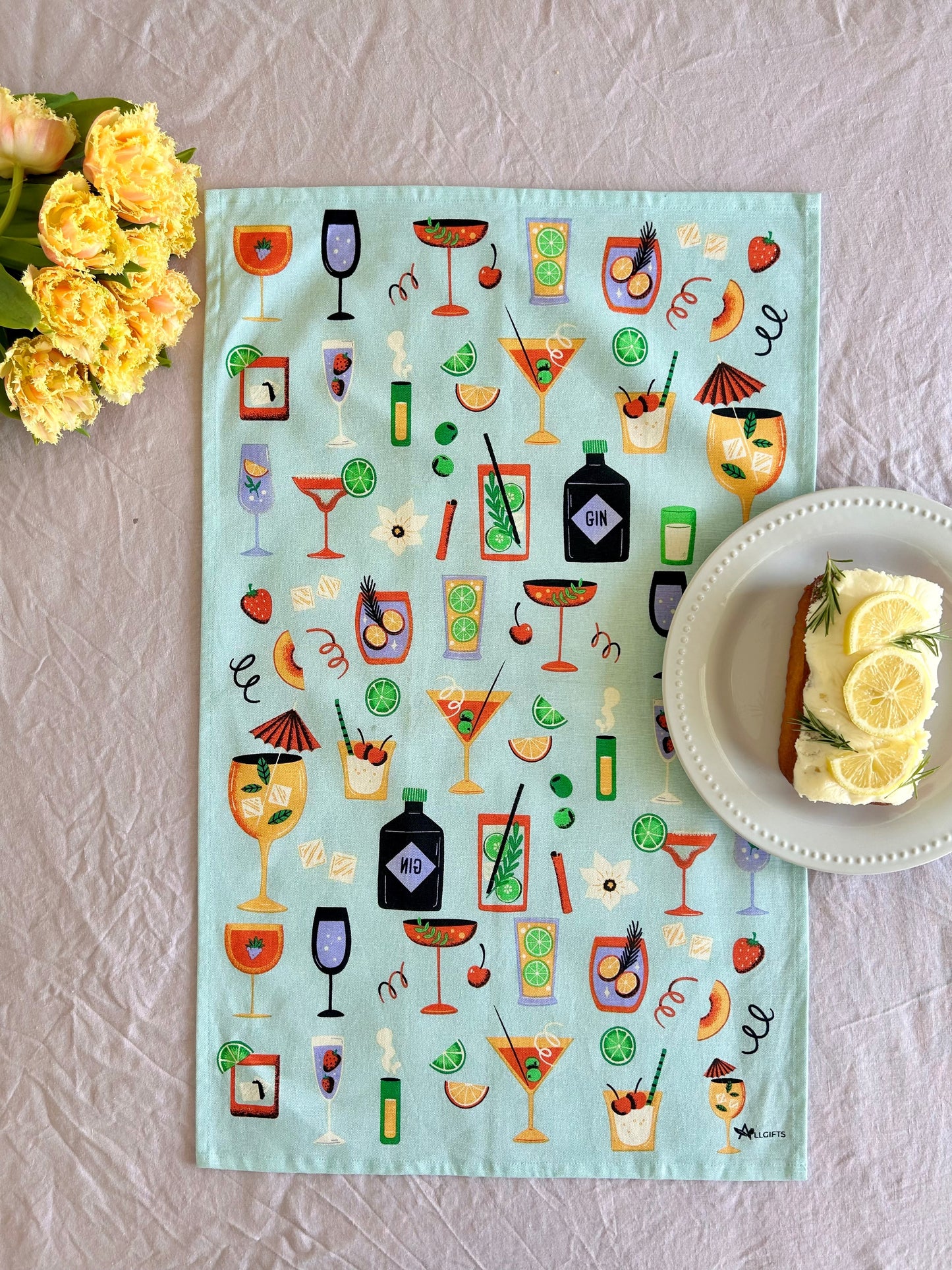 Cocktails Tea Towel