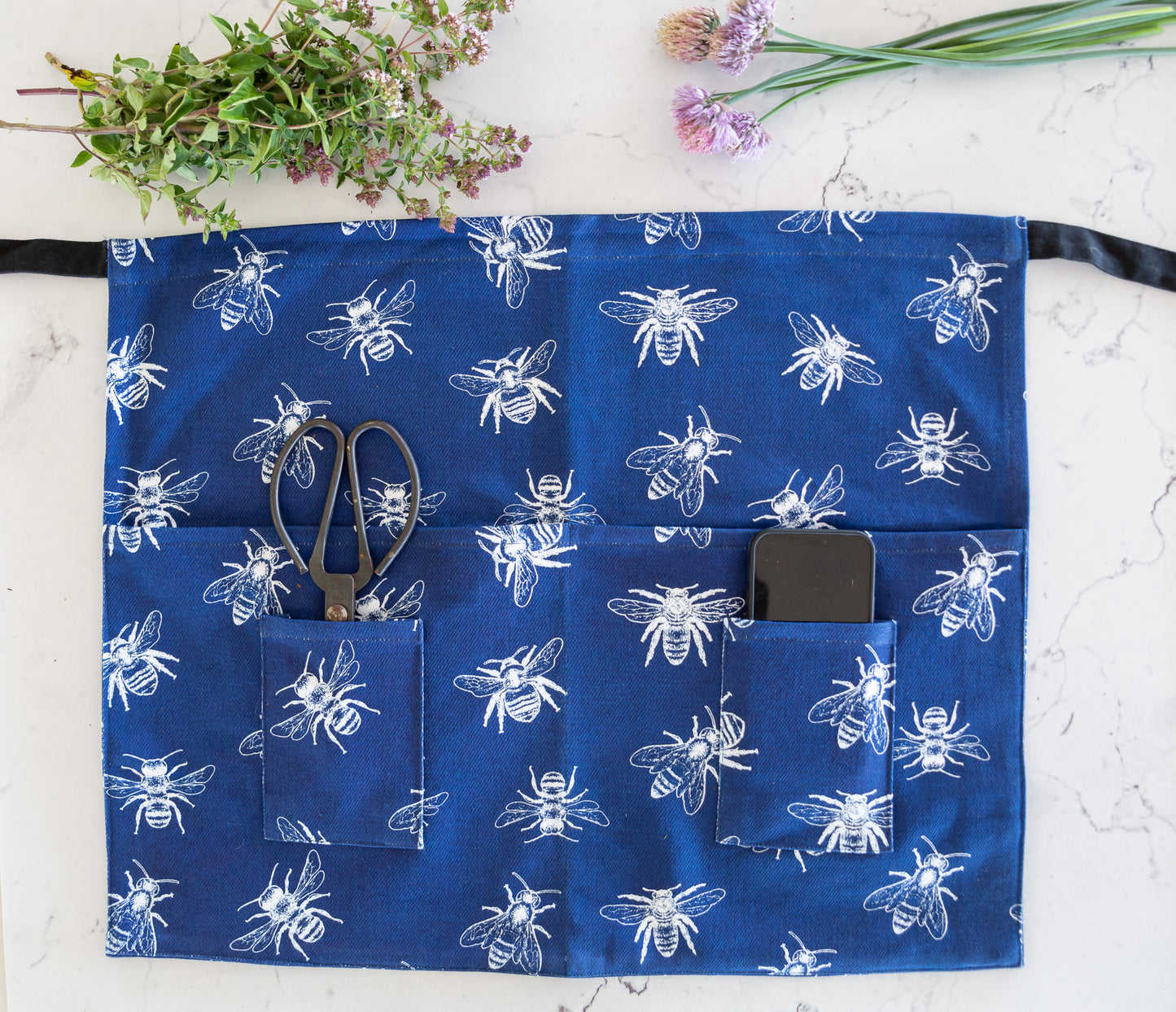 Waist Apron - Navy Bee