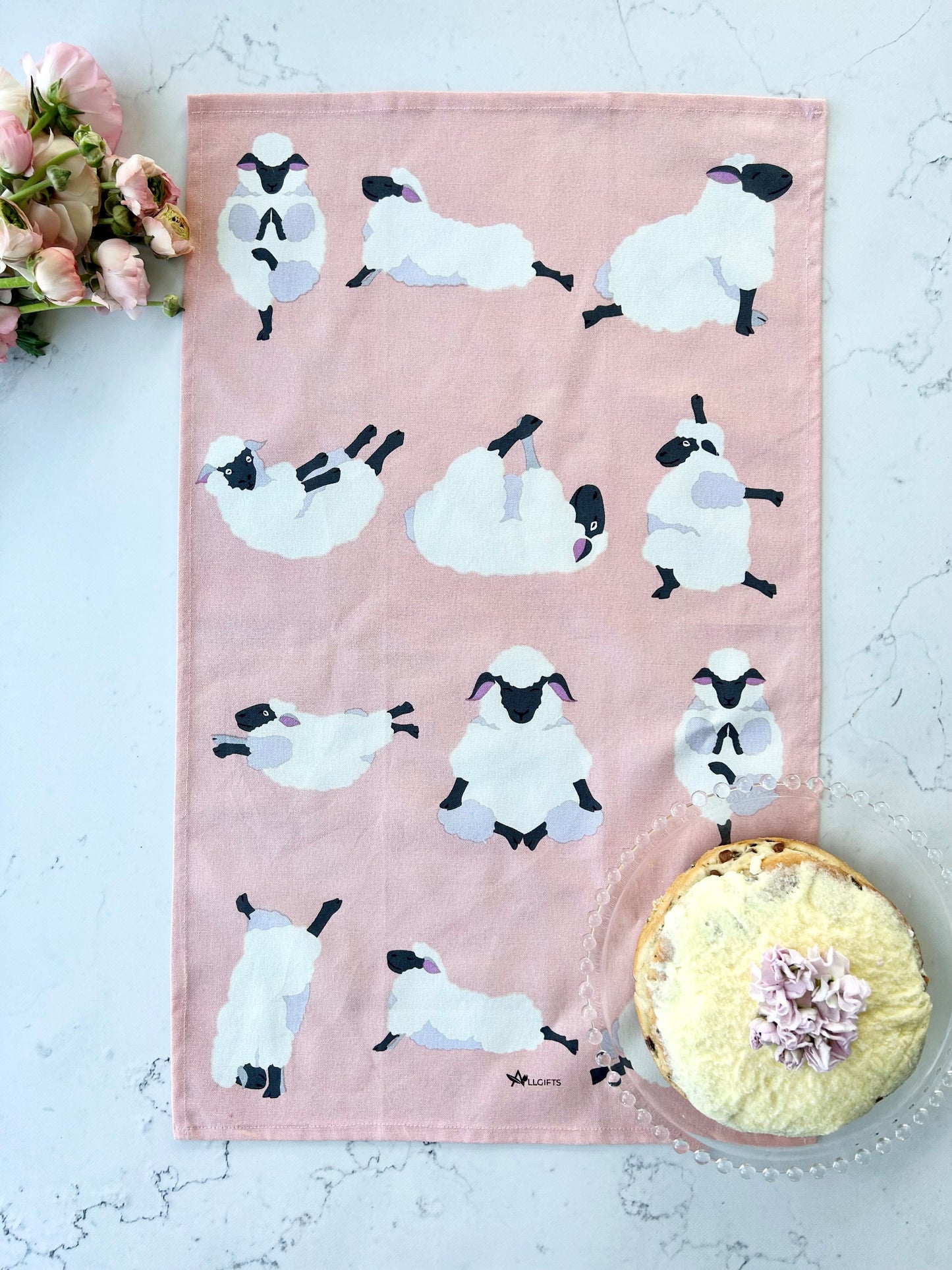 Yoga Sheep Tea Towel