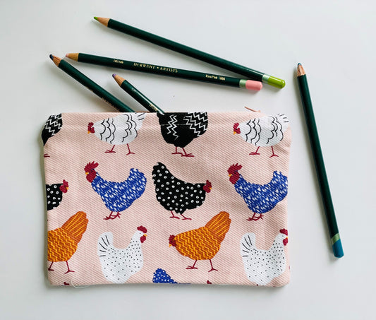 Zip Pouch - Bright Hens