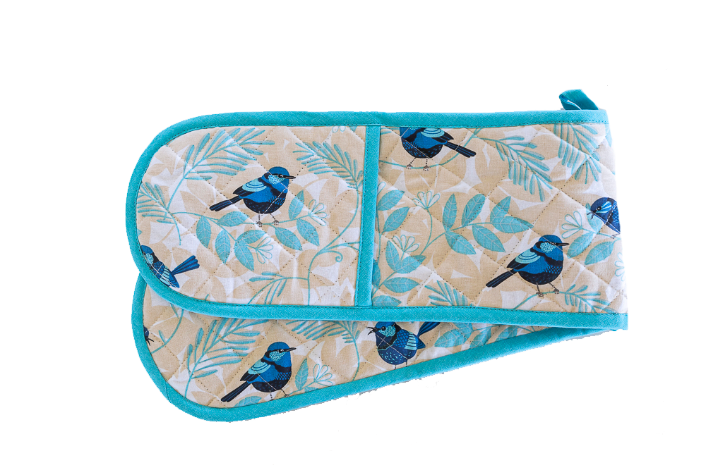 Blue Wren Double Handed Oven Glove