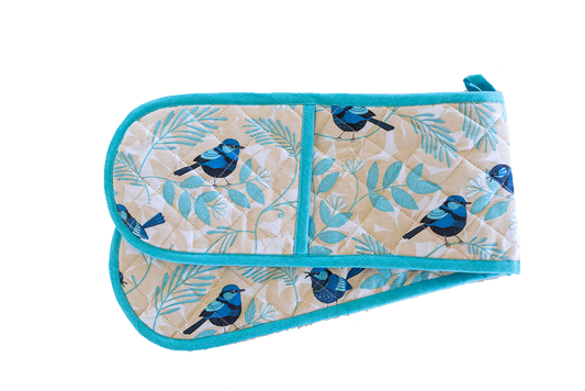 Blue Wren Double Handed Oven Glove