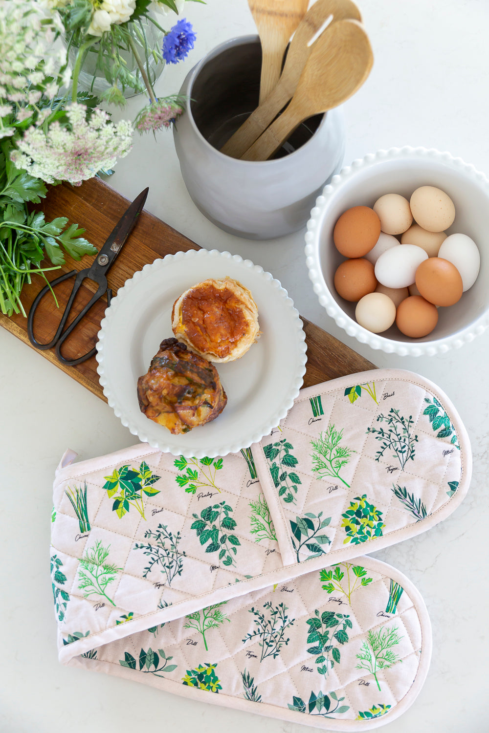 Culinary Herbs Double Handed Oven Glove