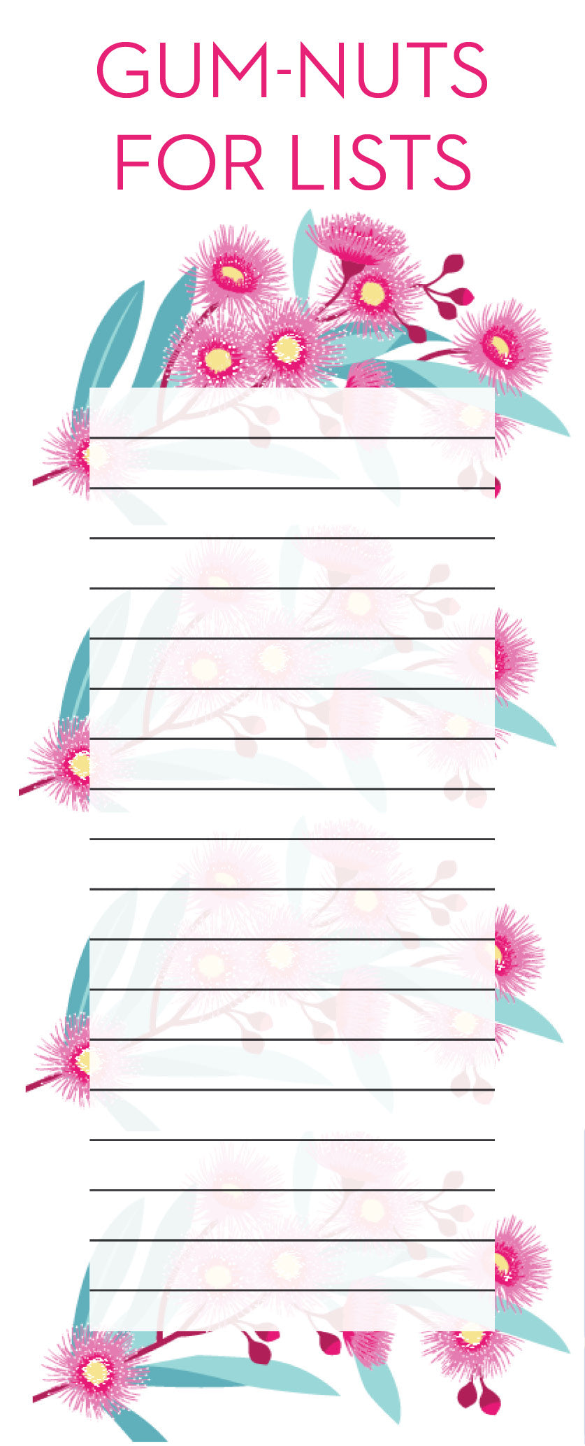 Flowering Gum - Shopping List Jotter