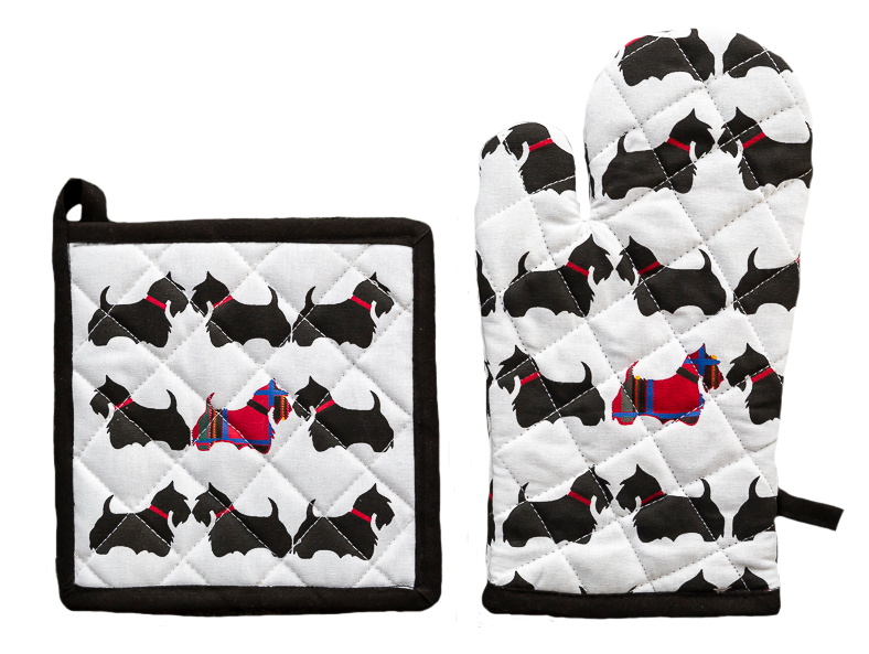 Scottie Dog Oven Glove and Pot Holder set