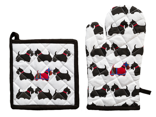 Scottie Dog Oven Glove and Pot Holder set