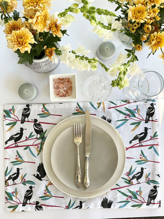 Magpies - Cotton Placemats (set of 4)