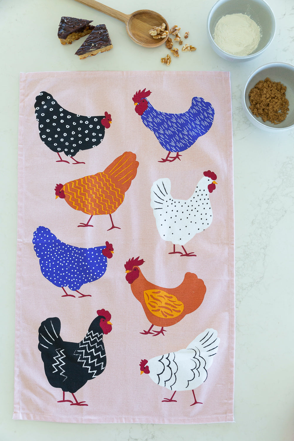 Bright Hen Tea Towel