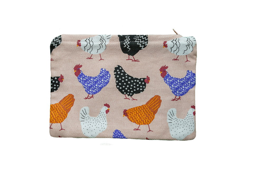 Zip Pouch - Bright Hens